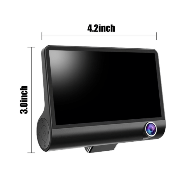 2- Car DVR 4" 3 Lens Dash Cam Front and Rear Video Recorder Camera G-sensor 1080P - Image 2