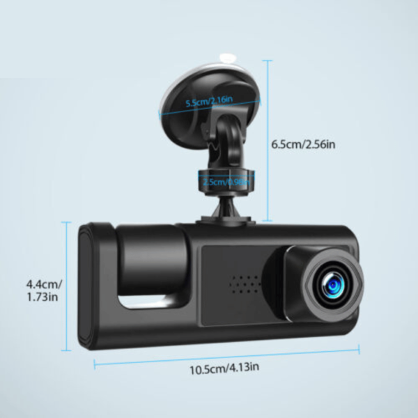 3- HD 1080P Car Dual Lens Dash Cam Front/Rear/Inside Video Recorder Camera G-sensor - Image 3